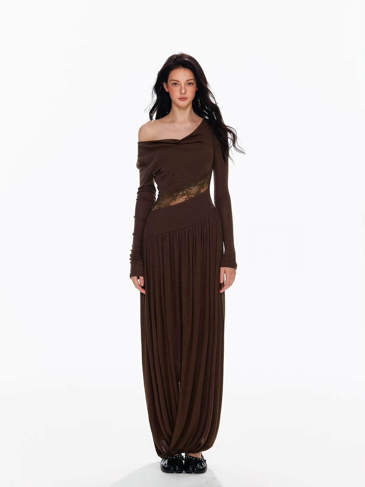Tencel Wool Lace Waist Knit Dress