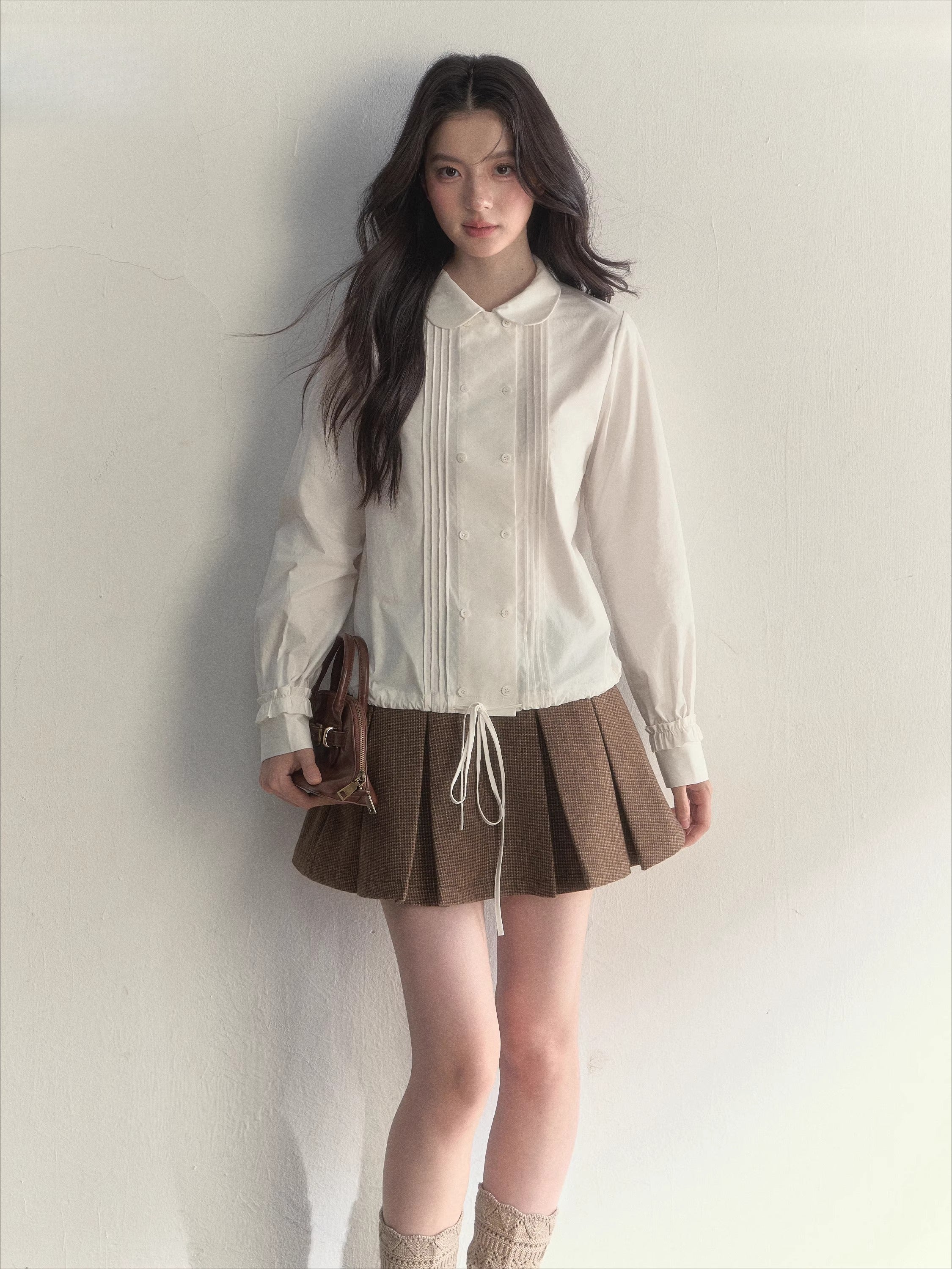 Vintage Doll Collar Double-Breasted Shirt