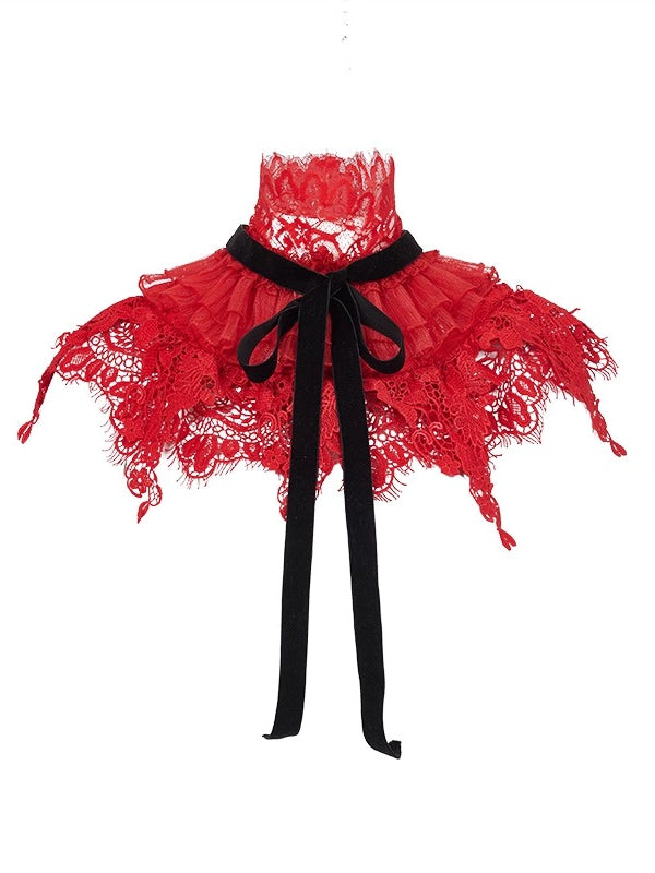 Mirage Vintage Lace-Collar Blazer &amp; Flared Skirt Set