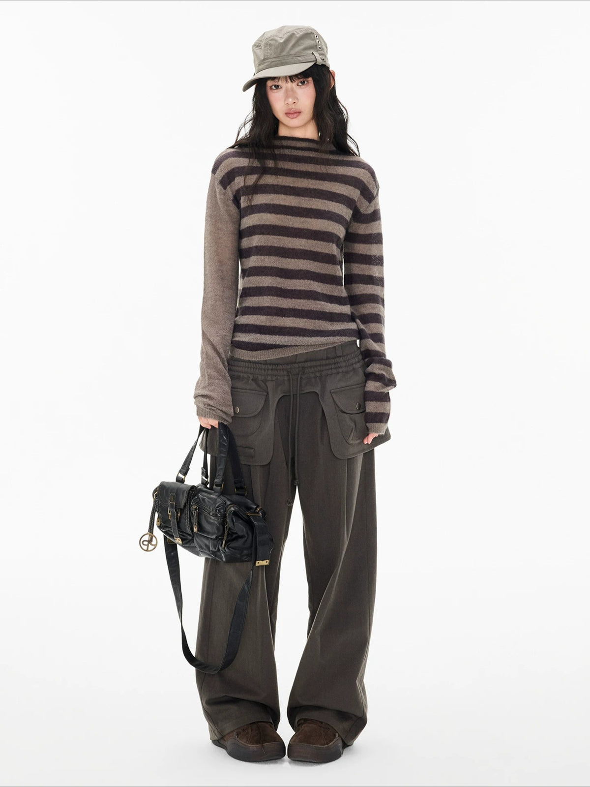 Detachable Skirt Panel Straight Leg Pants