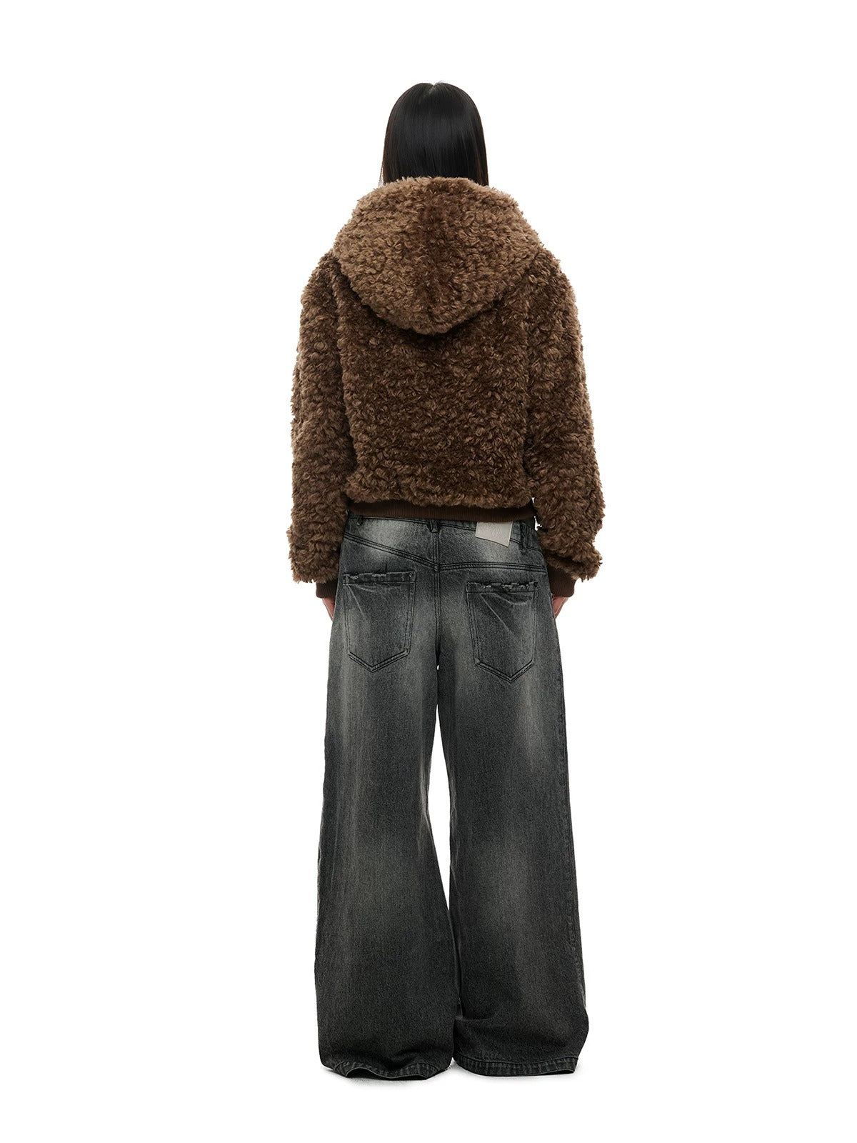 Faux Wool Hooded Short Coat