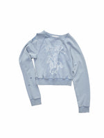 Washed Distressed Knight Cat Graphic Sweatshirt