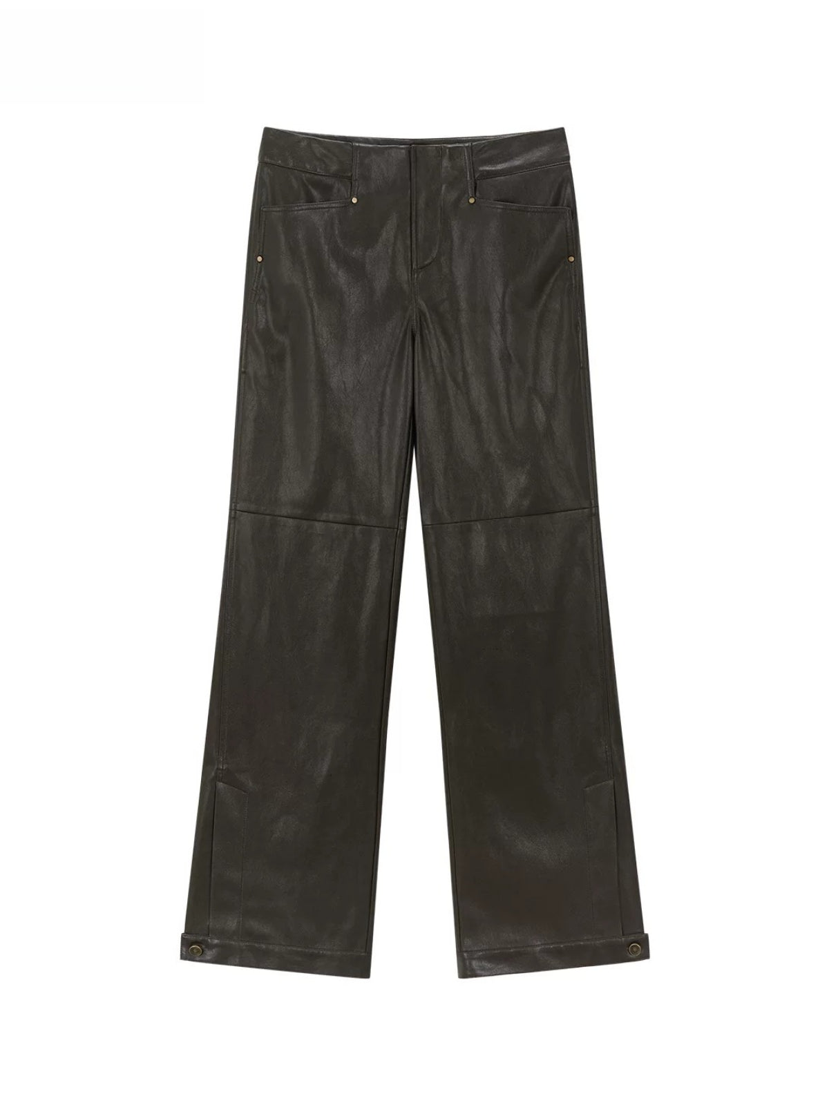 Paneled Faux Leather Wide-Leg Pants
