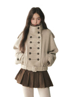 Double-Breasted Wool Cape Coat
