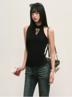 Black Cutout Halter Top