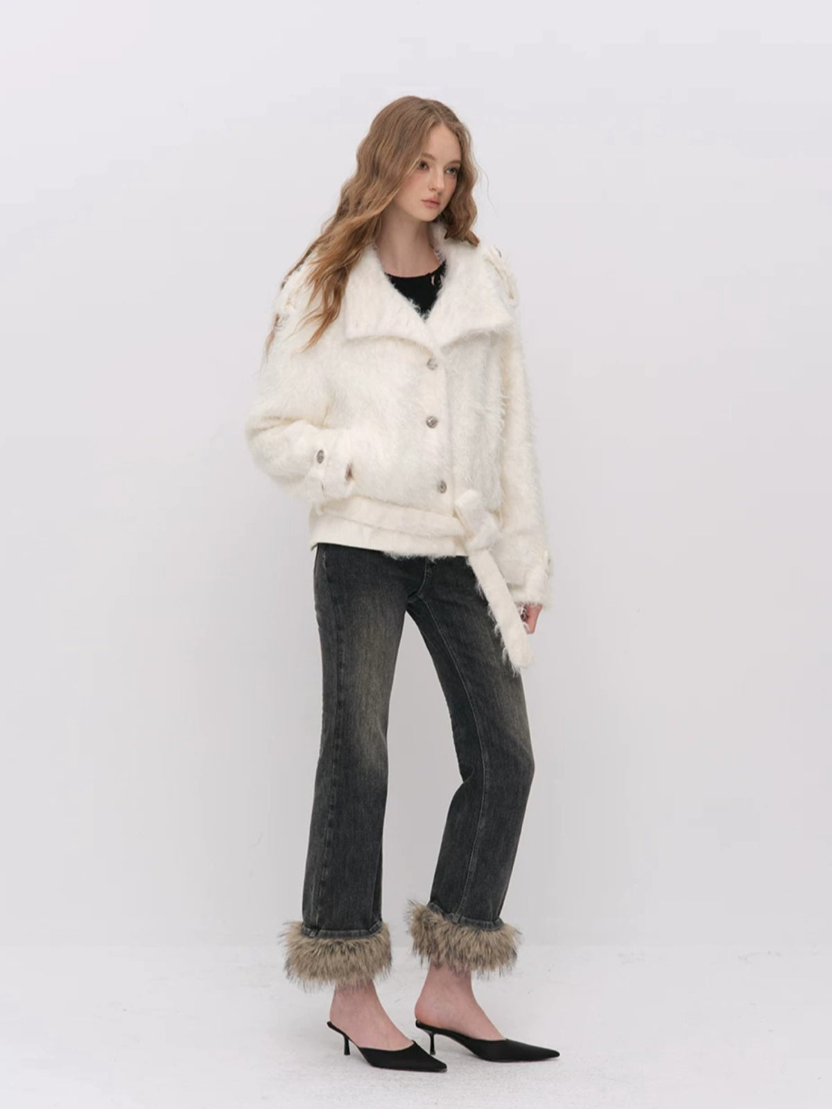 Faux Fur Belted Winter Jacket