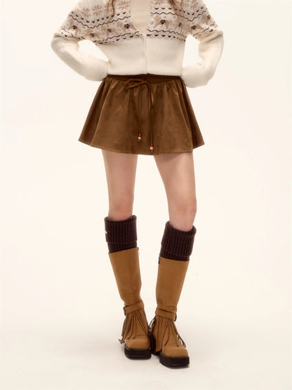 Suede Beaded Mini Skirt