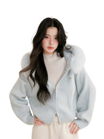 Fur Collar Knit Cardigan