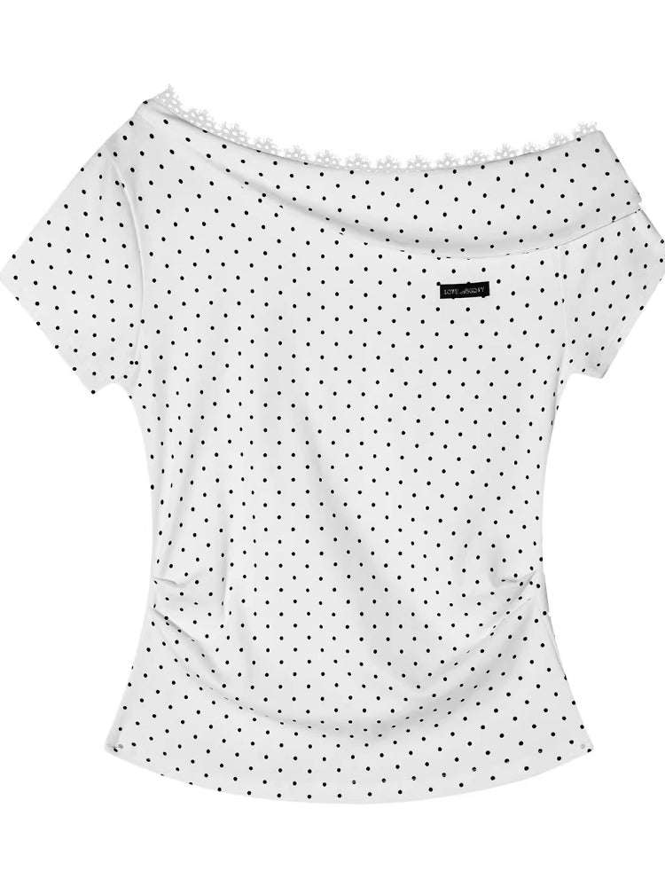 Asymmetric Lace Trim T-Shirt