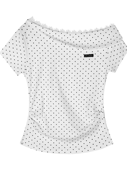 Asymmetric Lace Trim T-Shirt
