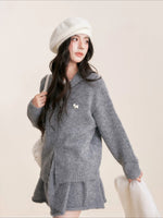 Gray Flocked Puppy Wool Blend Knit Set