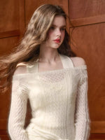 Mohair Wool Open-Knit Vest Set