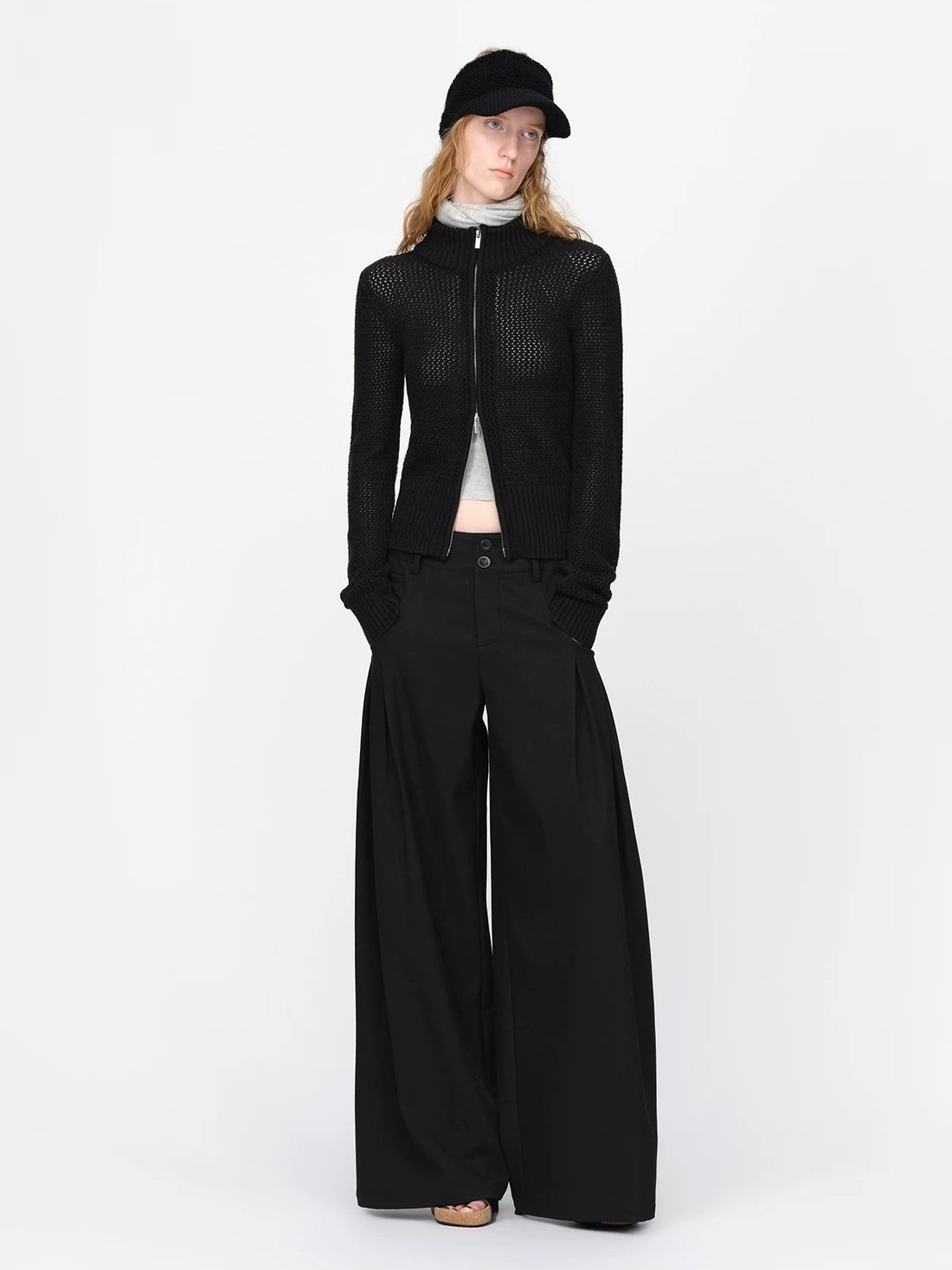 Black Cropped Knit Cardigan