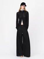 Black Cropped Knit Cardigan