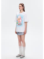Island-style Bear Surfing Illustration Cotton T-shirt