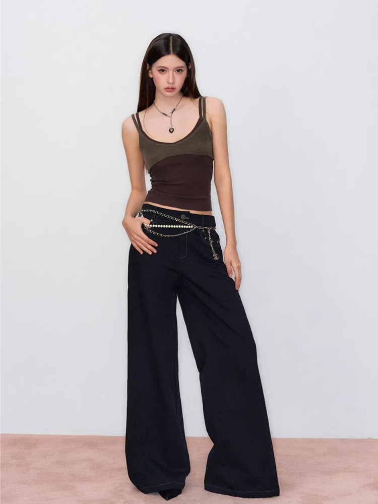 Contrast Knit Camisole Vest