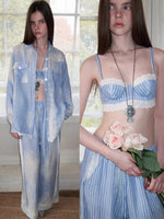 Stripe Shirt Corset Pants Set