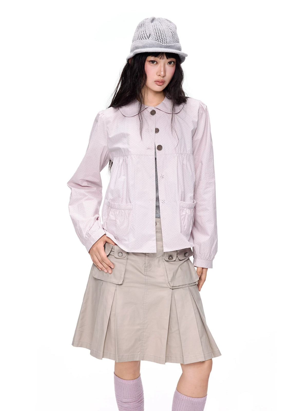 Polka Dot Doll Collar Shirt