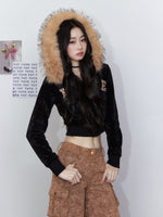Leopard Print Embroidered Hooded Sweatshirt & Pant Set