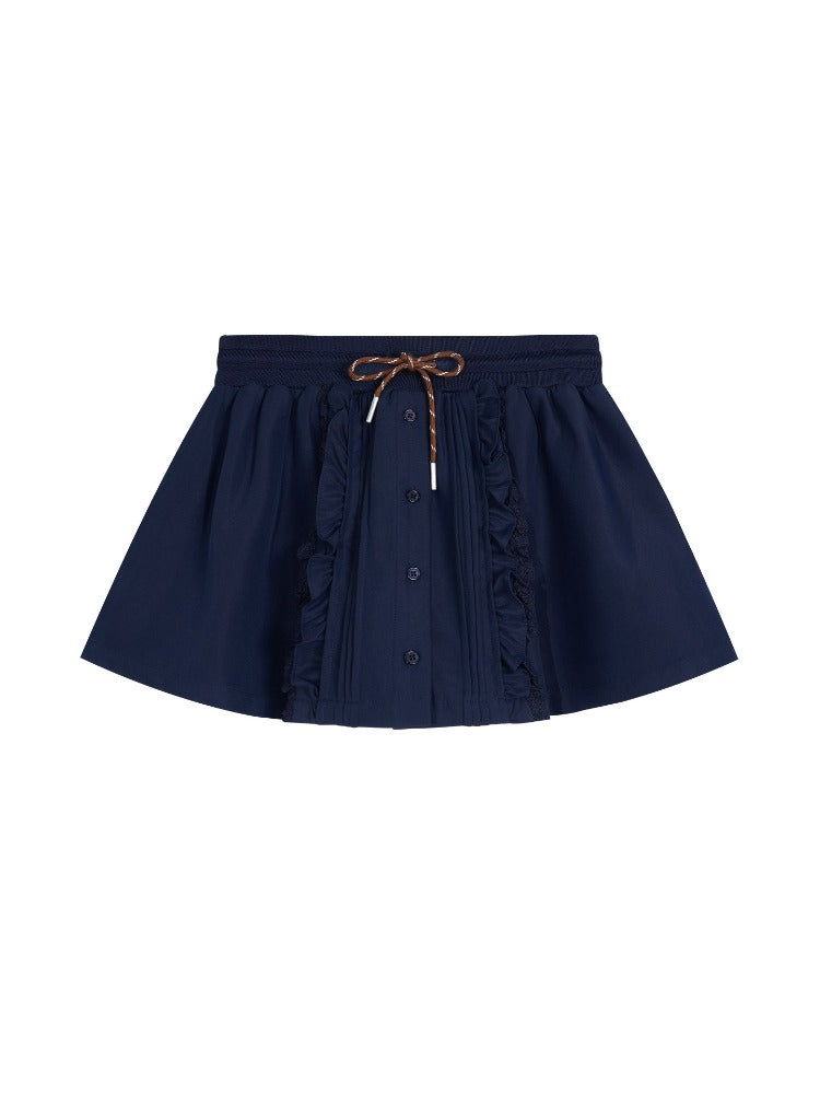 Ruffle Drawstring Mini Skirt