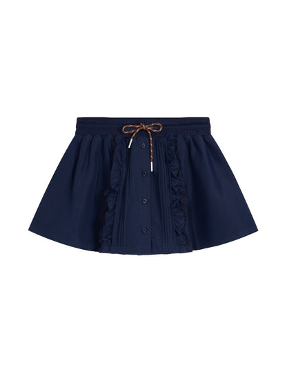 Ruffle Drawstring Mini Skirt
