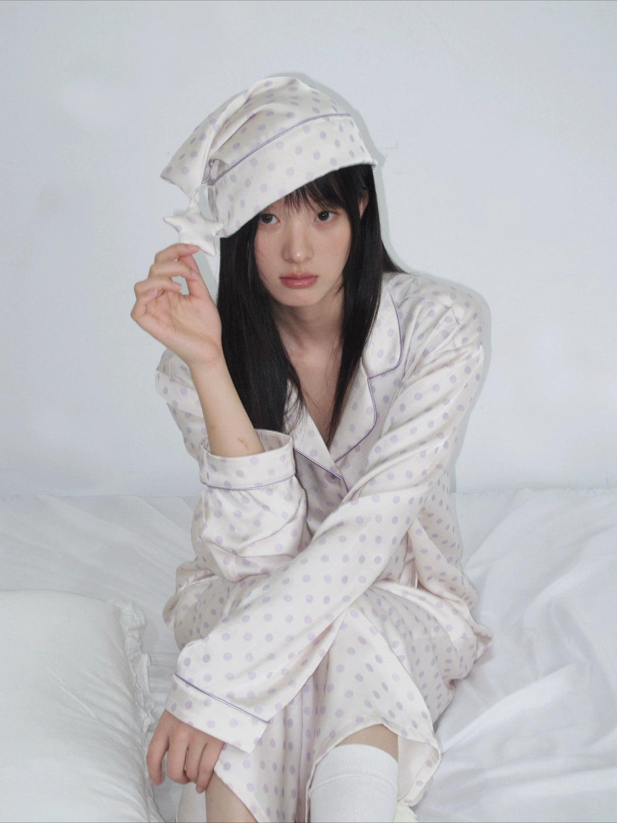 Purple Floral Polka Dot Loungewear Set