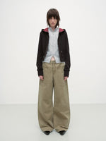 Khaki Vintage Wash Wide Pants