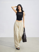 Cargo Pleated Wide-Leg Pants