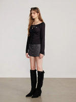 Convertible Tie Shoulder Long Sleeve Top