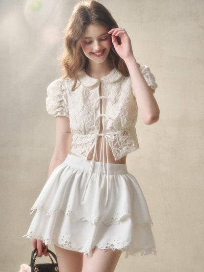 3D Lace Embroidery Hollow Out Cardigan
