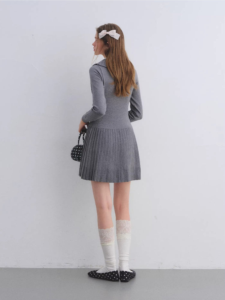 Shirt Collar Knit Dress