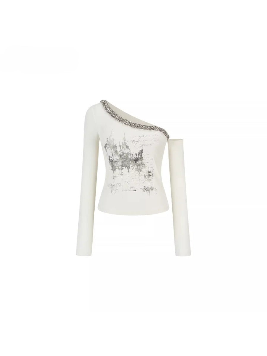 Crystal Asymmetric Print Top
