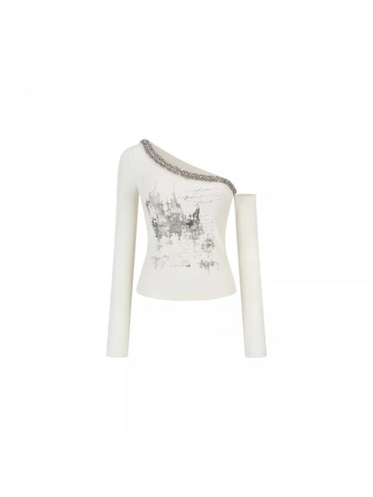 Crystal Asymmetric Print Top