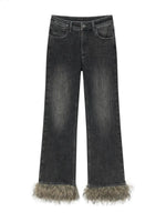 Vintage Washed Cotton Flare Jeans