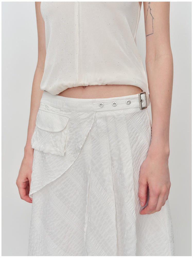 Irregular Jacquard Plaid A-line Skirt
