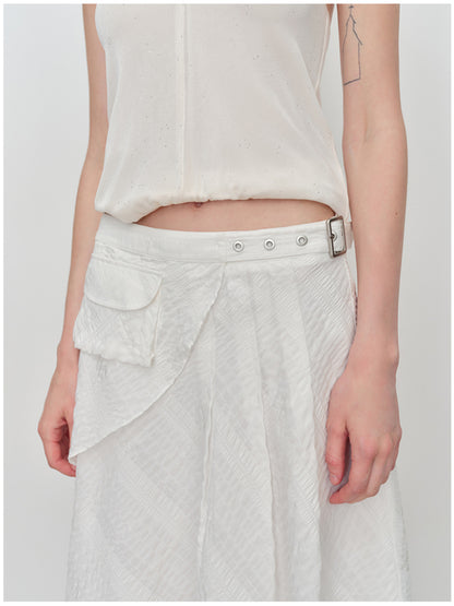 Irregular Jacquard Plaid A-line Skirt