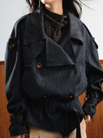 Belted Denim Trench Jacket