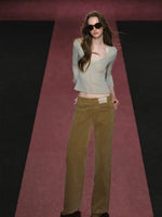Semi-Sheer V-Neck Bell Sleeve Sweater