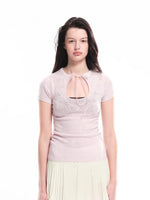 Cutout Knit Short Sleeve Top