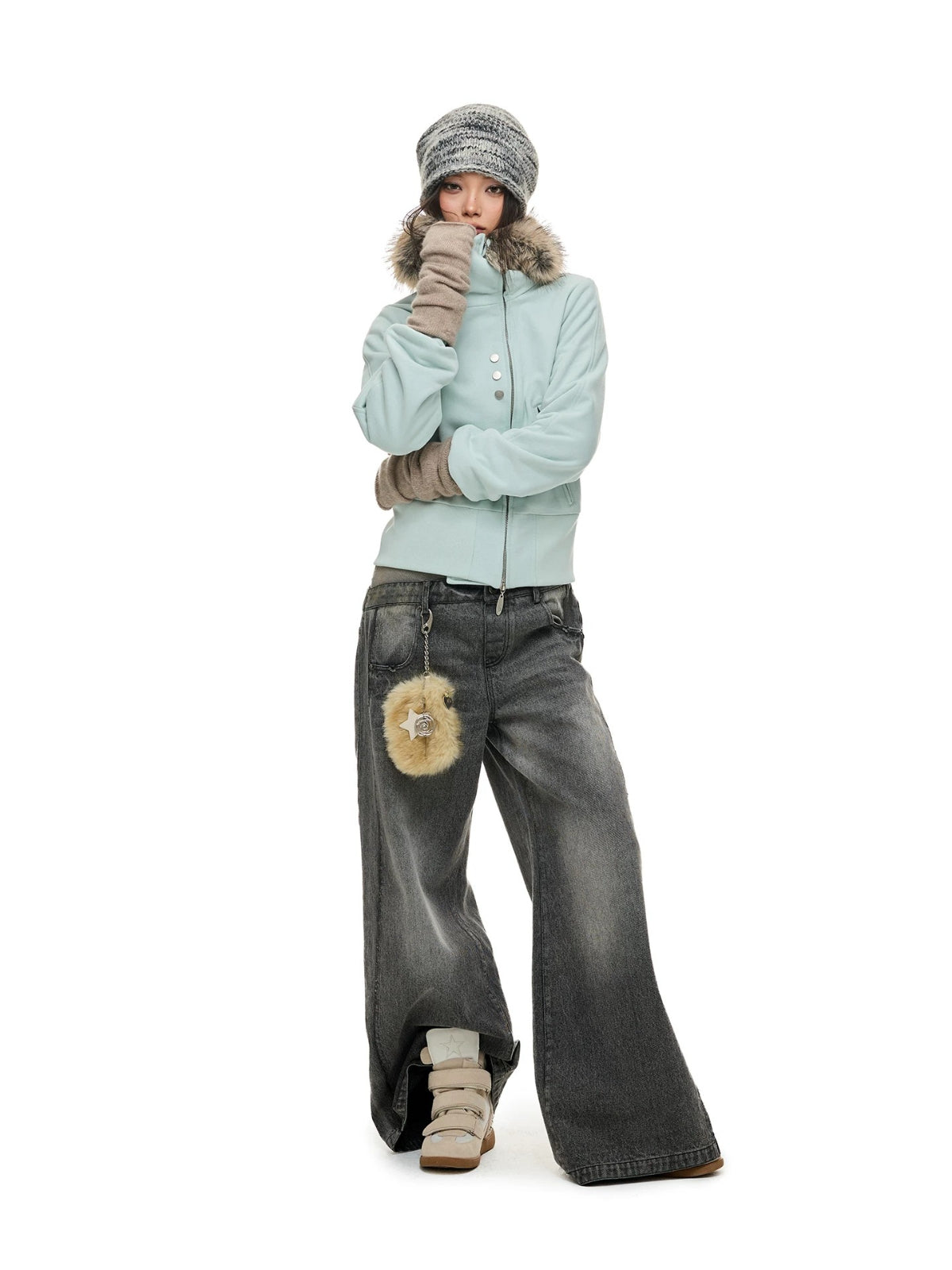 Hooded Cropped Fur Trim Jacket