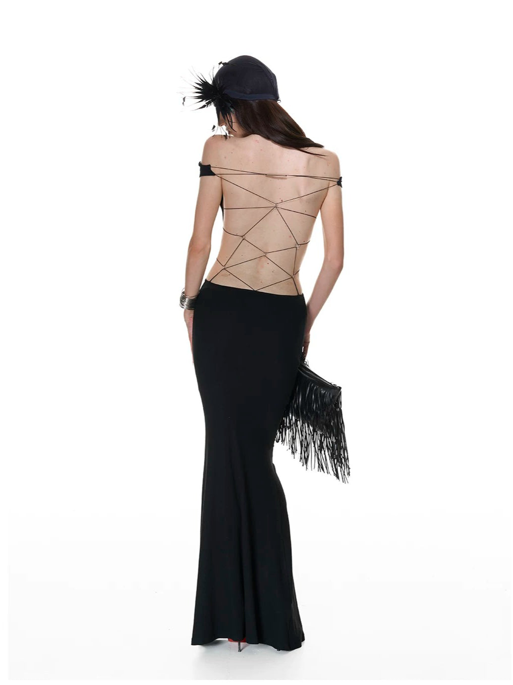 Black Lace-Up Halter Maxi Dress