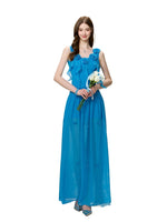Blue Floral Ruffle Fitted Dress