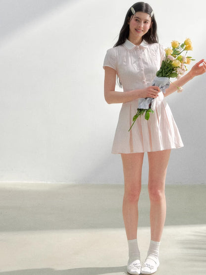 Contrast Collar Shirt Dress