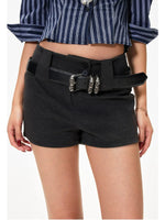 High Waist Wool Blend Shorts