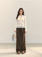 Fruit Print Lace-spliced T-Shirt