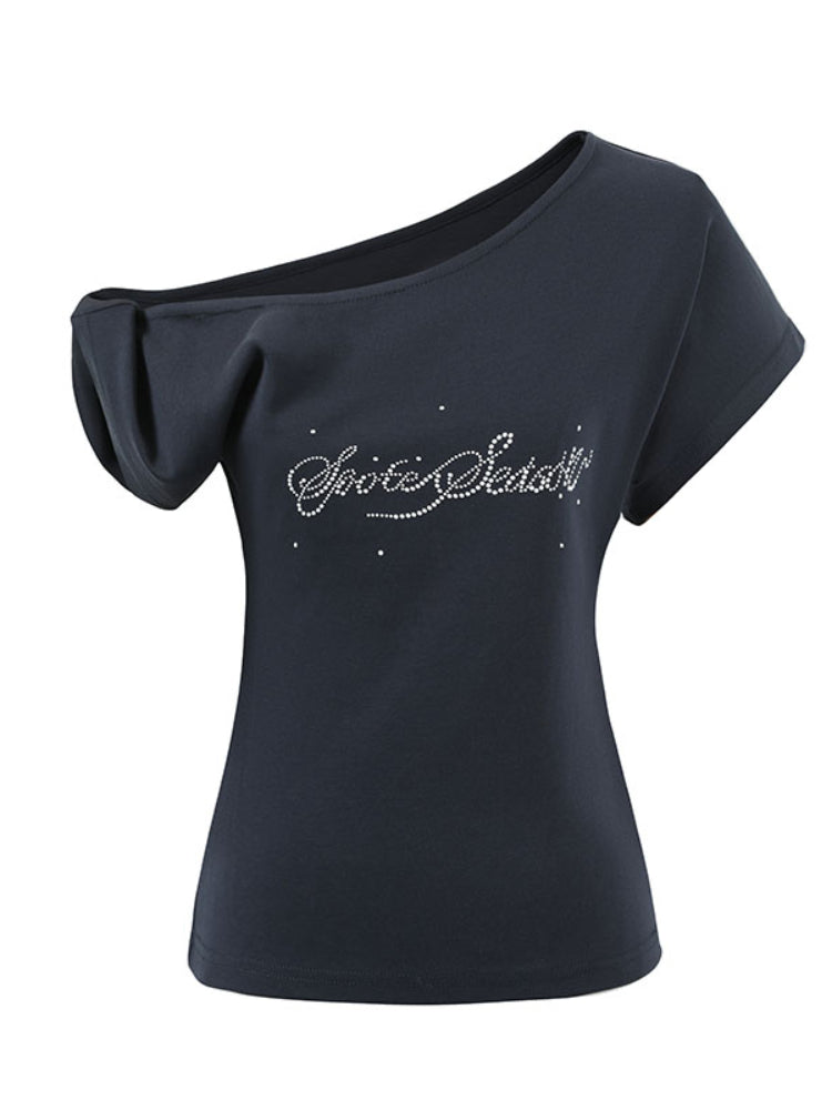 Pearl Waist - Cinching Off-Shoulder T-shirt