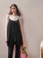 Bow Strap Knit Cami Lace & Pants Set