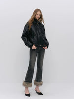 Vintage Leopard Collar PU Jacket