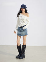 Irregular Off-Shoulder Butterfly T-shirt