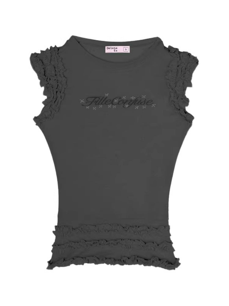 Sheer Lace Trim Knit Tank